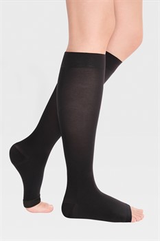 Гольфы с открытым носком (2 кл. компр.) L, Черный